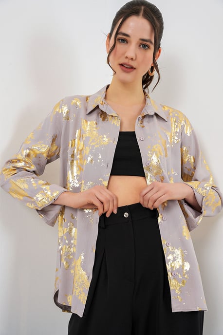 Oversized gestreepte blouse met knopen - Image 4