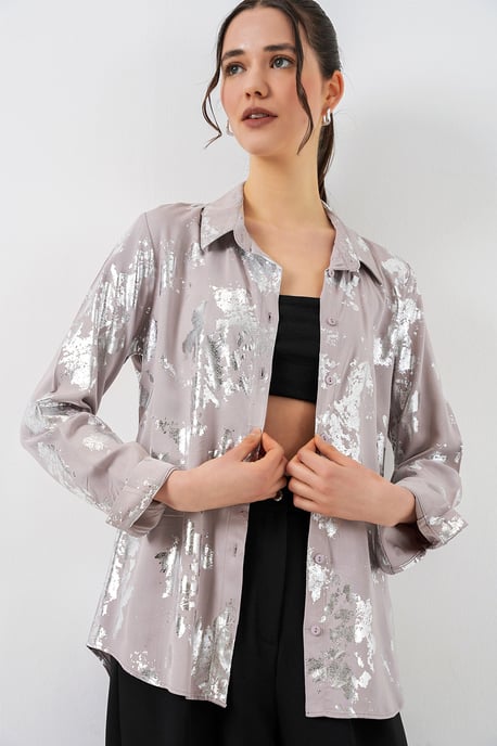 Oversized gestreepte blouse met knopen - Image 1