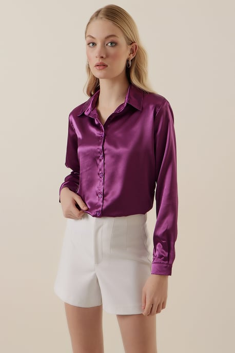 Satin Lange Mouwen Overhemd met Knoopsluiting - Image 2