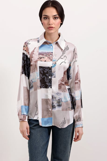 Satin Lange Mouwen Overhemd met Knoopsluiting - Image 2