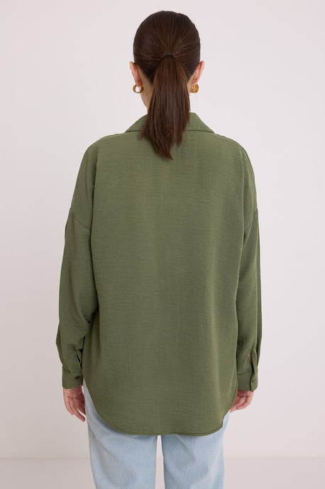 Linnen Gemixt Shirt met Knopen Sluiting - Image 6