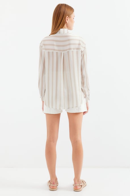Satin Lange Mouw Knop-Up Shirt - Image 6