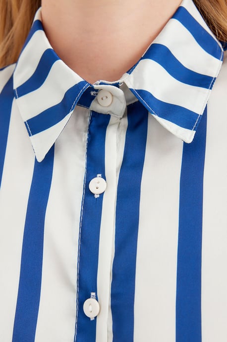 Satin Lange Mouw Knop-Up Shirt - Image 6