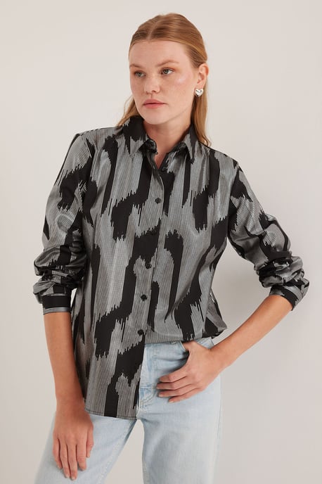 Oversized gestreepte blouse met knopen - Image 1