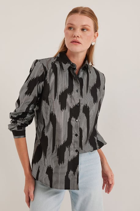 Oversized gestreepte blouse met knopen - Image 2