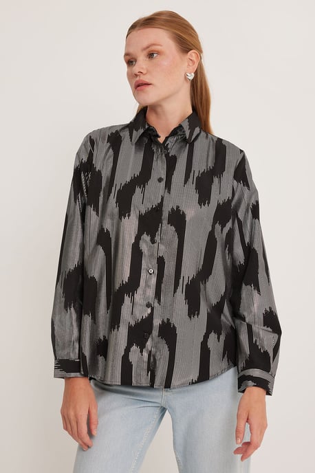 Oversized gestreepte blouse met knopen - Image 3