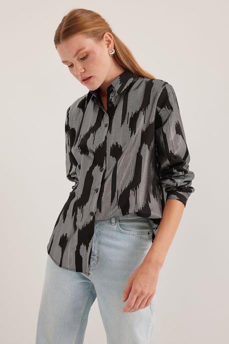 Oversized gestreepte blouse met knopen - Image 4