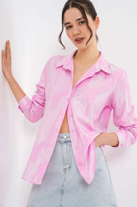 Oversized gestreepte blouse met knopen - Image 2