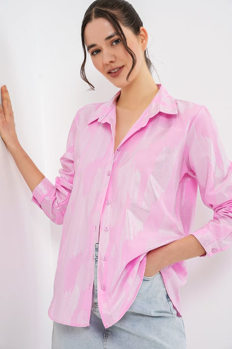 Oversized gestreepte blouse met knopen - Image 4
