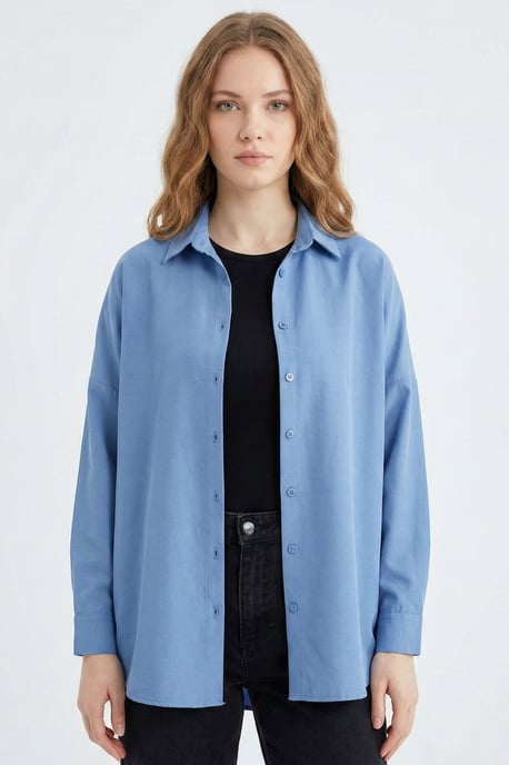 Ontspannen Fit Poplin Shirt met Knopen Sluiting - Image 2