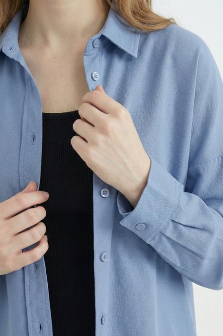 Ontspannen Fit Poplin Shirt met Knopen Sluiting - Image 5