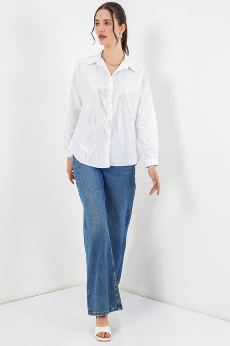 Oversized gestreepte blouse met knopen - Image 2