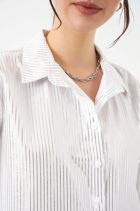 Oversized gestreepte blouse met knopen - Image 5