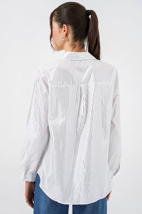 Oversized gestreepte blouse met knopen - Image 6