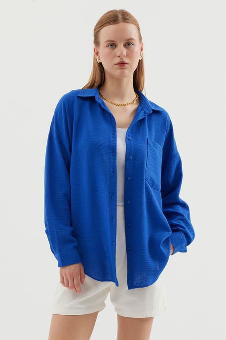 Linnen Gemixt Shirt met Knopen Sluiting - Image 1