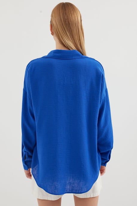 Linnen Gemixt Shirt met Knopen Sluiting - Image 6