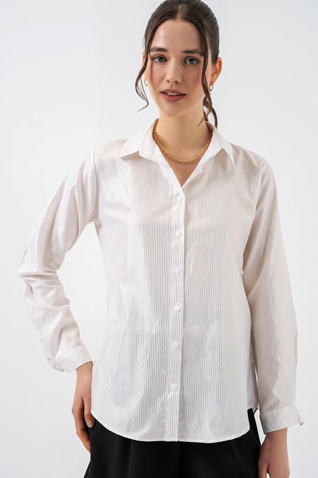 Oversized gestreepte blouse met knopen - Image 3