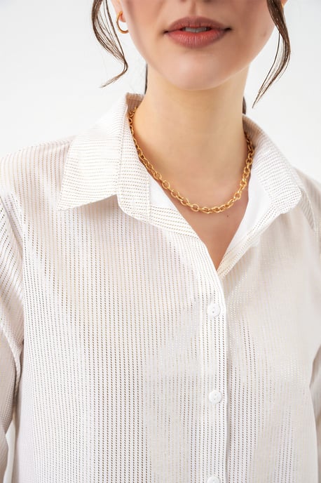 Oversized gestreepte blouse met knopen - Image 4