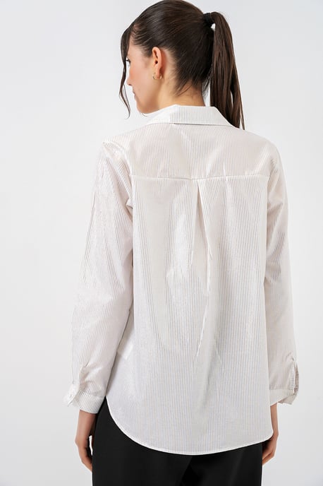 Oversized gestreepte blouse met knopen - Image 5