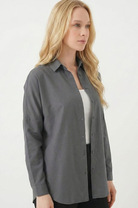 Ontspannen Fit Poplin Shirt met Knopen Sluiting - Image 3
