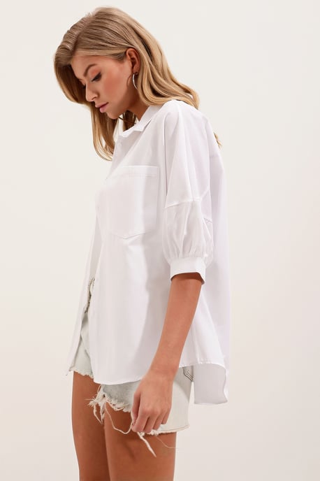 Losse Fit Poplin Overhemd met Zak - Image 2