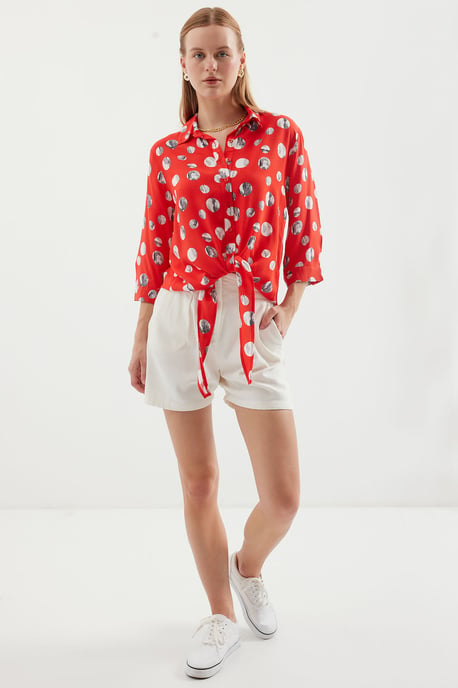 Gedrukte Viscose Blouse met Strik - Image 2