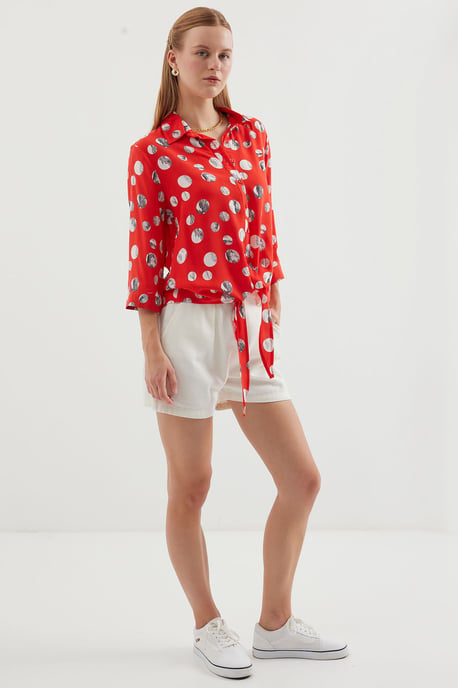Gedrukte Viscose Blouse met Strik - Image 3