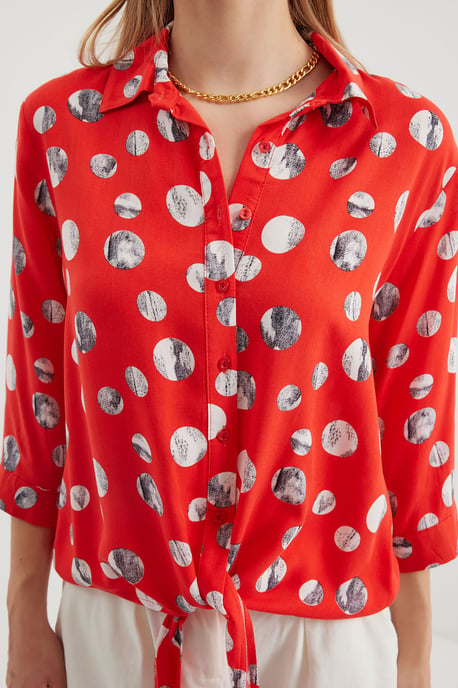 Gedrukte Viscose Blouse met Strik - Image 4