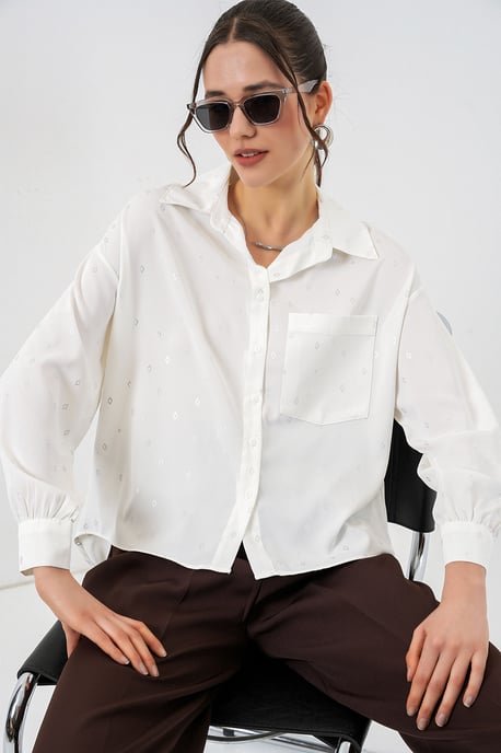 Oversized Lange Mouw Geprinte Shirt met Zak - Image 3
