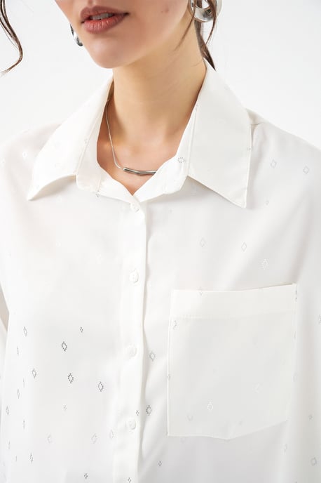 Oversized Lange Mouw Geprinte Shirt met Zak - Image 4