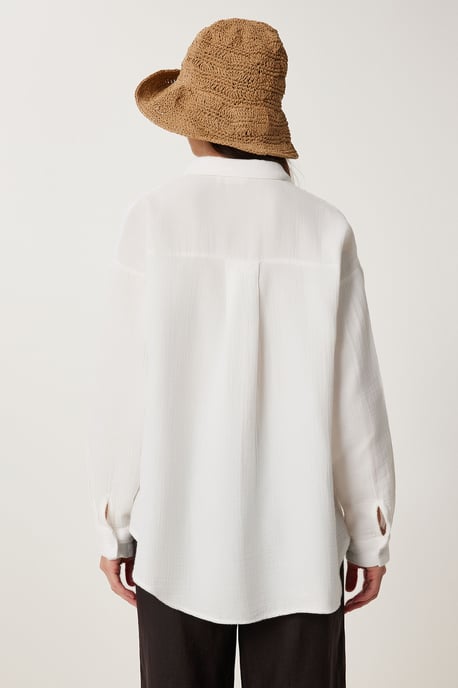 Overmaatse Textuur Katoenen Shirt met Pocket - Image 6