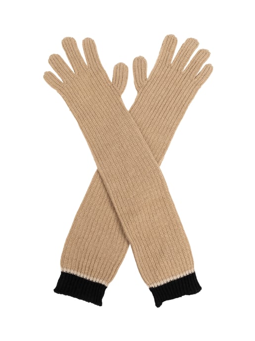 Tweekleurige geribbelde lange handschoenen - Image 2