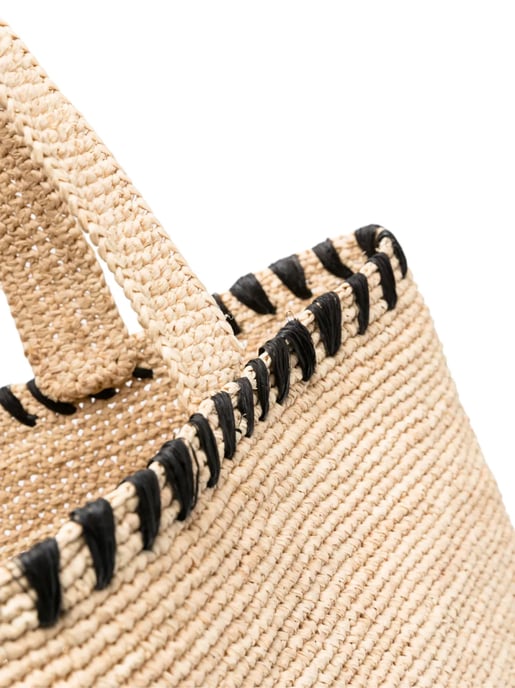 Geborduurde raffia draagtas met logo - Image 4