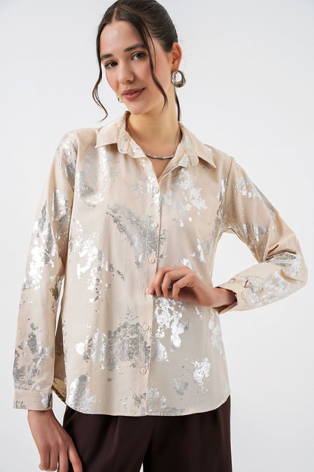 Oversized gestreepte blouse met knopen - Image 3