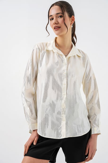 Oversized gestreepte blouse met knopen - Image 1
