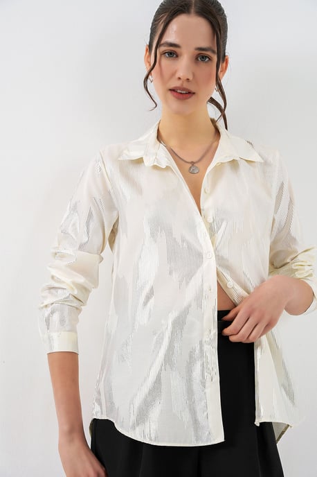 Oversized gestreepte blouse met knopen - Image 3