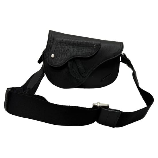 Dior Saddle Messenger Pouch in zwart generfd kalfsleer - Image 1