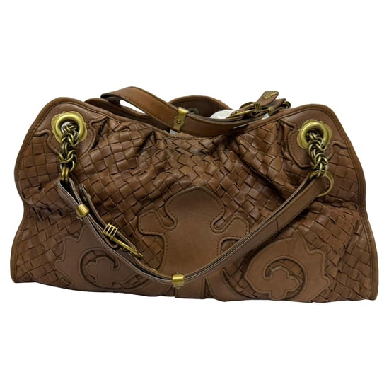 Bottega Veneta Intrecciato schoudertas van bruin leer - Image 1