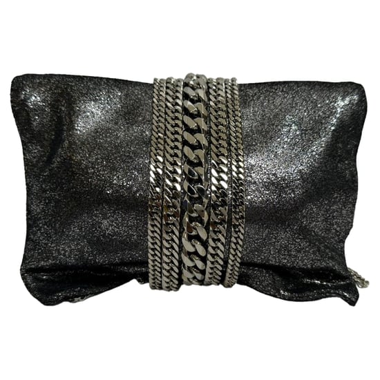 Jimmy Choo Chandra Chain Clutch Bag in zwart glanzend leer - Image 1