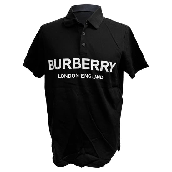 Burberry Luckland Logo Print Polo in Zwart Katoen - Image 1