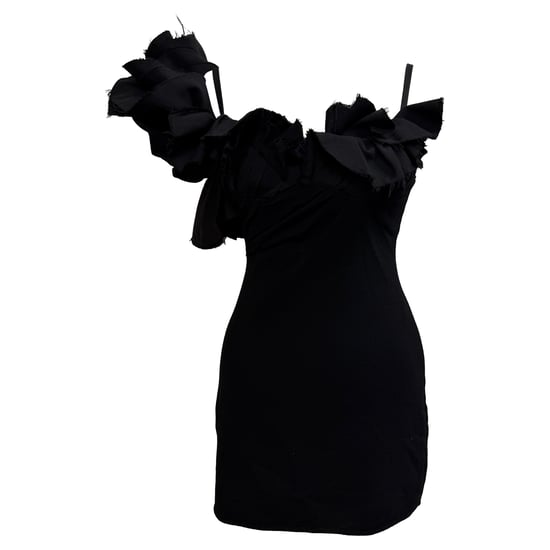 Jacquemus Le Raphia Duna Gerimpelde Mini-jurk in Zwart Wol - Image 1