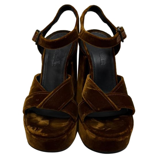 Jil Sander Twisted Platform Sandalen in Bruin Fluweel - Image 2
