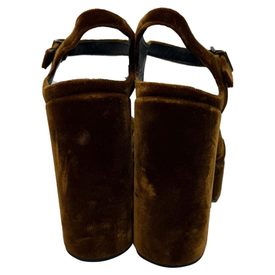 Jil Sander Twisted Platform Sandalen in Bruin Fluweel - Image 3