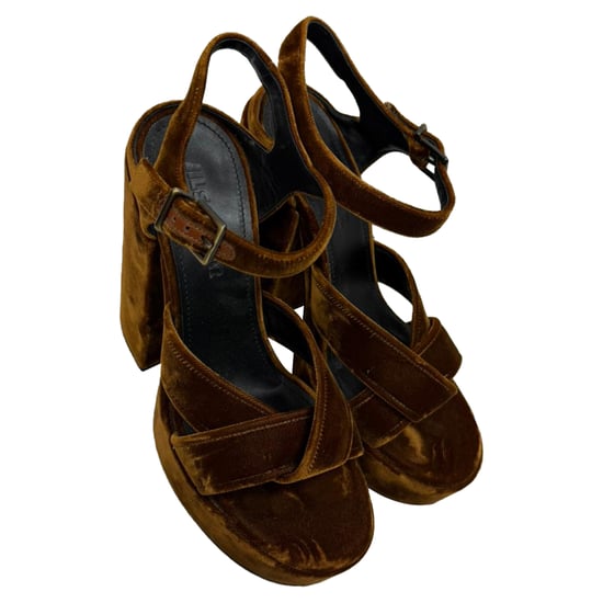 Jil Sander Twisted Platform Sandalen in Bruin Fluweel - Image 5