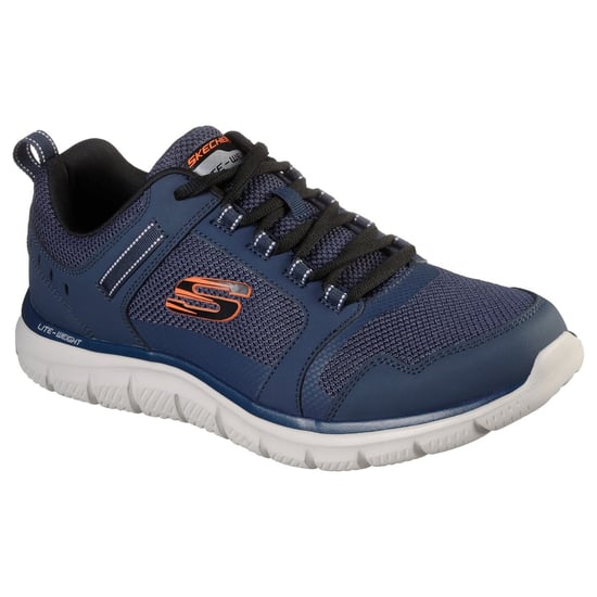 Skechers Track Knockhill Leren Heren Sneakers Marineblauw/Oranje - Image 1