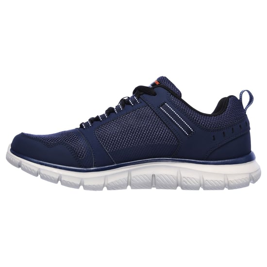 Skechers Track Knockhill Leren Heren Sneakers Marineblauw/Oranje - Image 4
