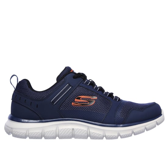 Skechers Track Knockhill Leren Heren Sneakers Marineblauw/Oranje - Image 5