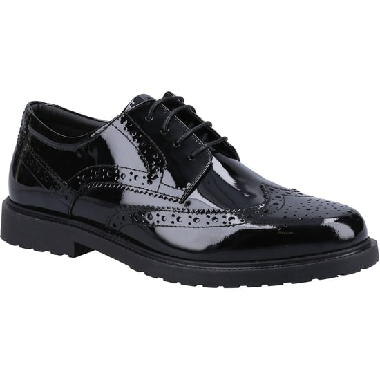 Hush Puppies Verity Leren Damesschoenen Met Lakleren Zwarte Brogues. - Image 1