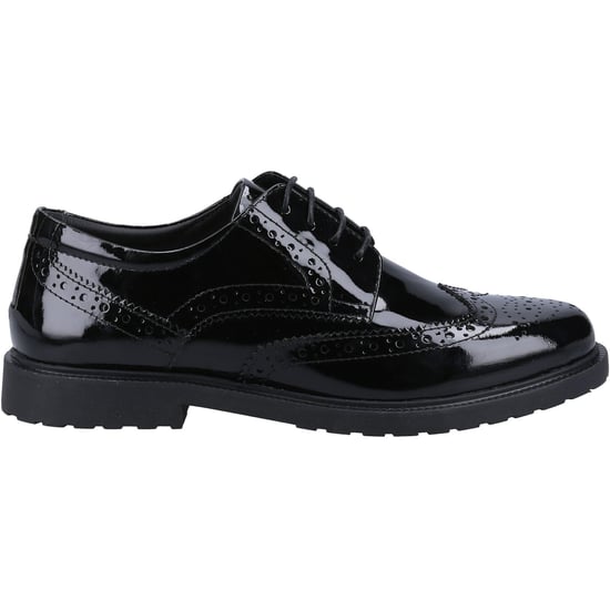 Hush Puppies Verity Leren Damesschoenen Met Lakleren Zwarte Brogues. - Image 4