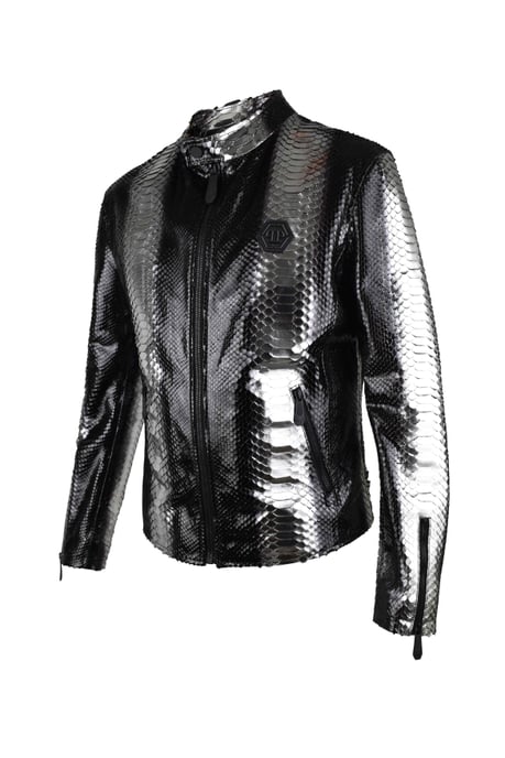 Philipp Plein Leren jas Zilver - Image 4